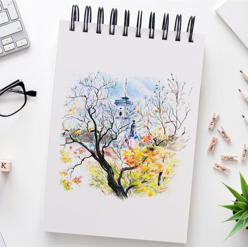 Blablaovy دفتر رسم، 5.5" × 8.5" دفتر رسم مع 60 ورقة (68 رطل/100 جرام)، 1 عبوة دفتر رسم خالي من الحمض للبالغين المبتدئين الفنانين (1 قطعة سوداء) - Image 4